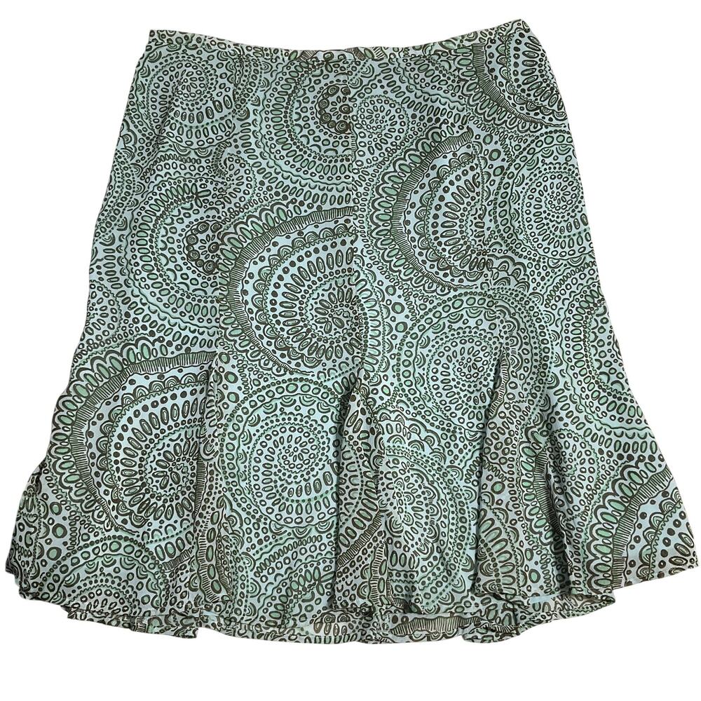 Jh Collectibles Women Skirt Size 18W Green Geometric Chiffon Lined Knee Length